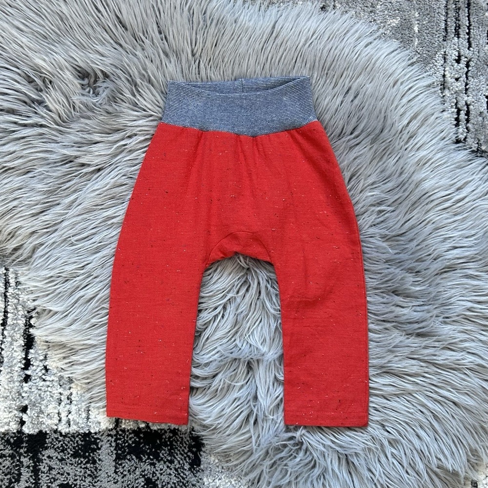 Thimble Unisex Toddler Red Linen Jogger Pants Size 12/18 Month Made In USA